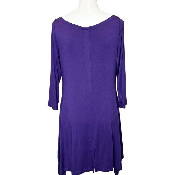 Soft Surroundings purple 3/4 sleeve shark bite tunic top size M - Picture 8 of 14